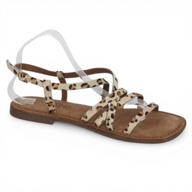 nu-pieds léopard femme 42, 43, 44, 45 Shoesissime ,vue profil