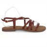 Nisha - Camel leather multi-strap sandals - Women's large size sandals - Shoesissime