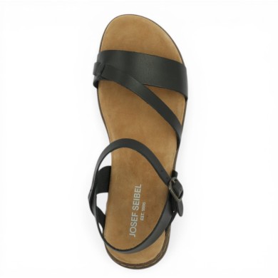 nu-pieds noirs large femme Josef Seibel grande pointure Shoesissime, vue dessus