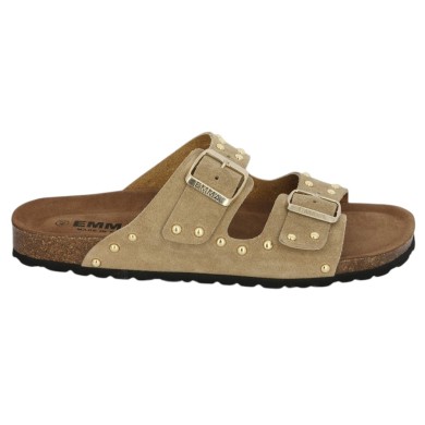 Mule beige clous dorés grande pointure femme Shoesissime, vue coté