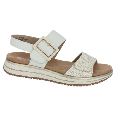 D1J53-81 Sandale Remonte blanche et dorée 42, 43, 44, 45 Shoesissime, vue profil