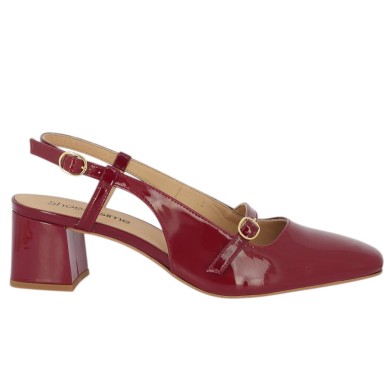 Sling back escarpin vernis rouge grande taille Shoesissime, vue coté