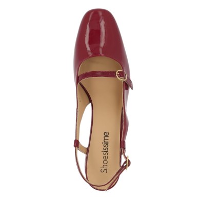 Anouk - Red patent pump with baby straps - Sling back grande taille - Shoesissime