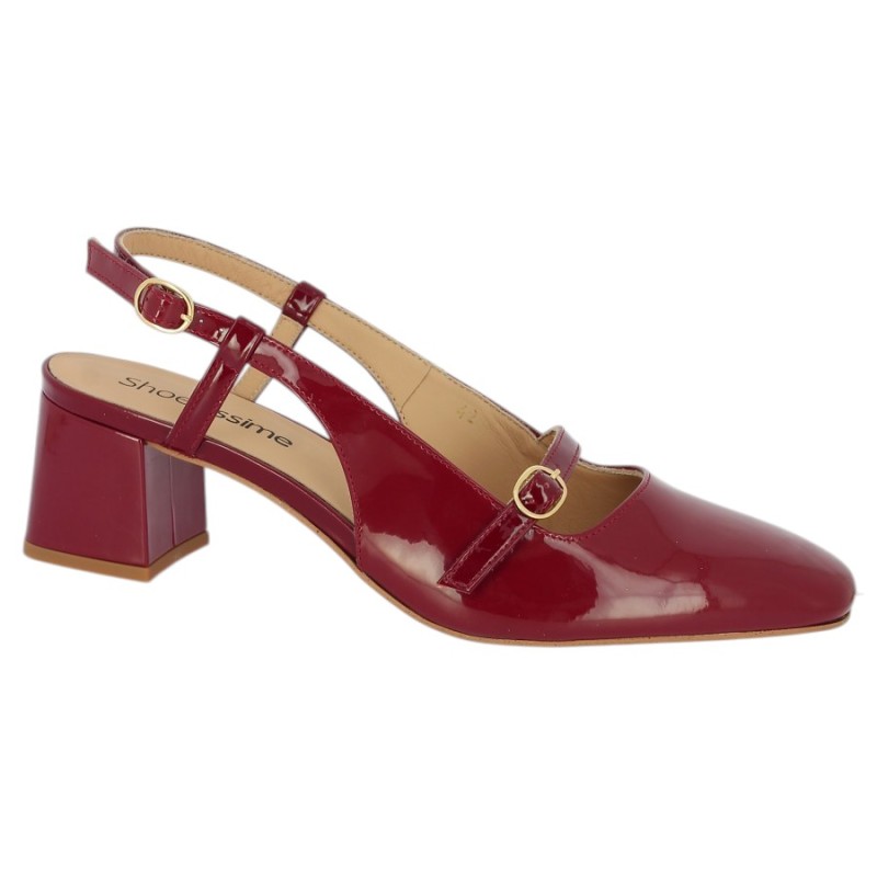 Sling back vernis rouge 42, 43, 44, 45 Shoesissime, vue profil