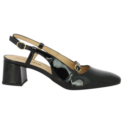 sling back escarpin noir vernis grande taille femme Shoesissime, vue coté