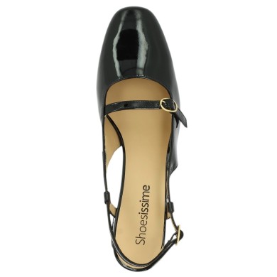 sling back escarpin noir vernis grande pointure femme Shoesissime, vue dessus