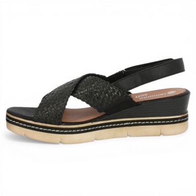 Sandale plateforme noire Remonte brides croisées 42, 43, 44, 45 Shoesissime, vue intérieure