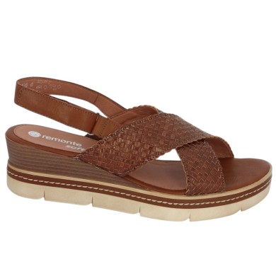 D2L59-24 Sandale compensée Camel Remonte grande pointure femme Shoesissime, vue profil