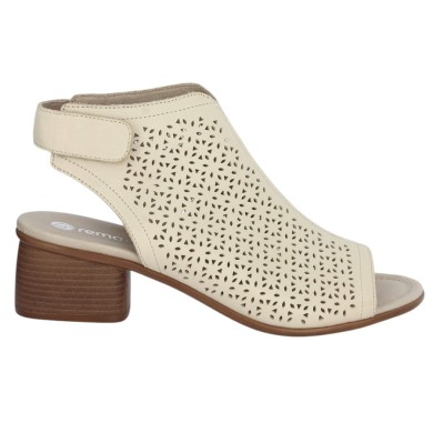 R8777-60 Sandale beige claire petit talon Remonte 42, 43, 44, 45 Shoesissime, vue coté