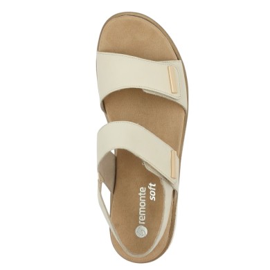 D0Q59-61 Sandale blanc cassé confort femme grande pointure, vue dessus