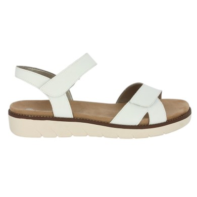 D2049-83 Sandale blanche cuir femme réglable 42, 43, 44, 45 Shoesissime, vue coté