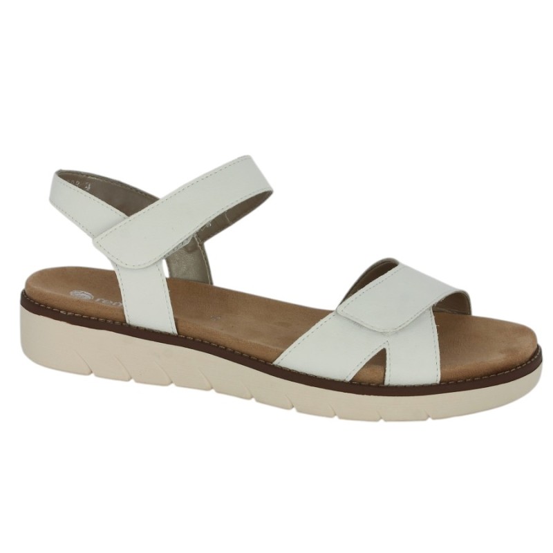 D2049-83 Sandale blanche cuir femme réglable grande taille Shoesissime, vue profil