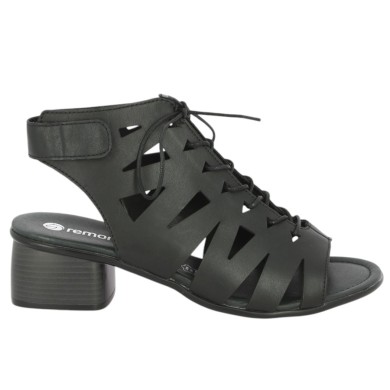 R8776-00 Sandale noire à lacets Remonte grande taille femme Shoesissime, vue coté