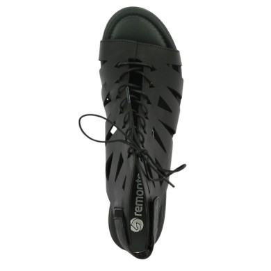 R8776-00 Sandale noire à lacets Remonte grande pointure femme Shoesissime, vue dessus