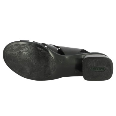 Sidonie - R8776-00 Sandale cuir noir ajourée à talon - Nu-pieds Remonte grande taille - Shoesissime