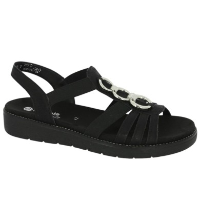 D2073-02 Sandale Remonte noire élastiques grande taille femme, vue profil