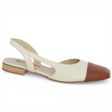 Ballerine bicolore ecru camel 42, 43, 44, 45 Shoesissime, vue profil