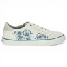 Flower - White and blue flowery synthetic sneakers - Mustang large size sneakers - Shoesissime