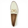 Aurore - Ecru flat shoes with gold chain - Moccasin grande taille - Shoesissime