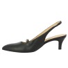 Léontine - Chic black leather pump with thin heel - Escarpins grande pointure - Shoesissime