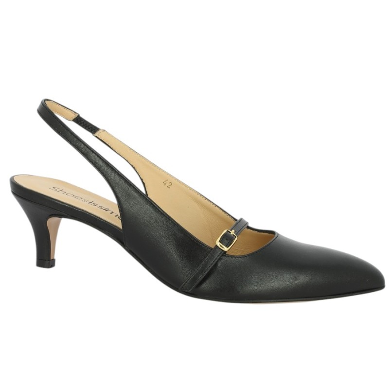 Escarpin noir talon fin bout pointu 42, 43, 44, 45 Shoesissime, vue profil