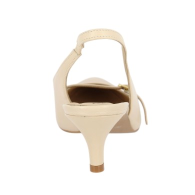 Léontine - Escarpin cuir beige sling back talon fin - Escarpin grande taille - Shoesissime