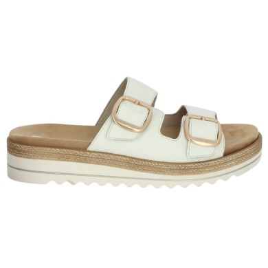 mule blanche 2 brides scratch D0Q66-80 Remonte 42, 43, 44, 45 Shoesissime, vue coté