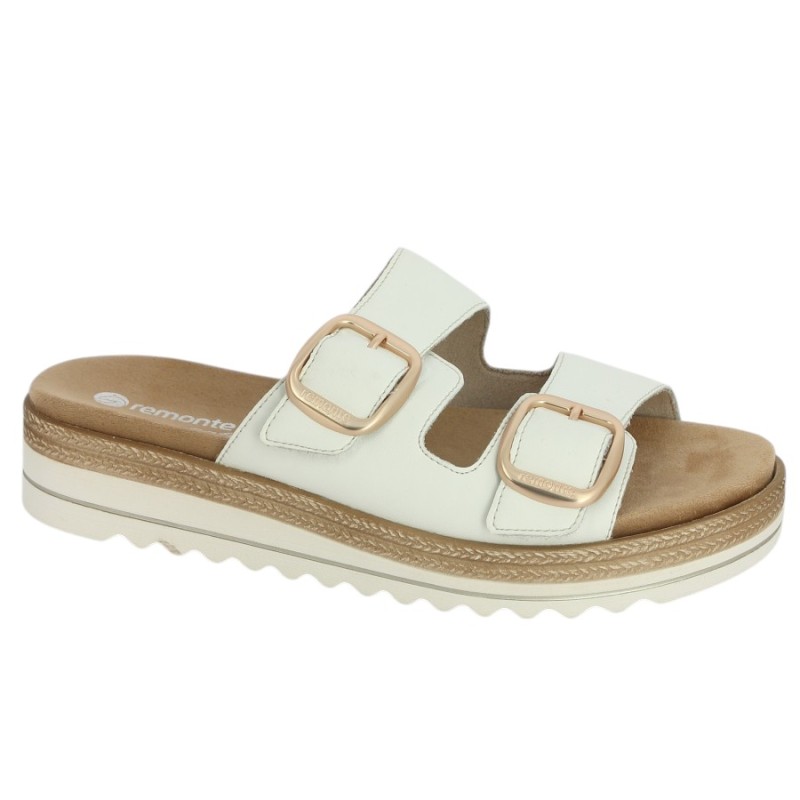 mule blanche boucles dorées D0Q66-80 Remonte 42, 43, 44, 45 Shoesissime, vue profil