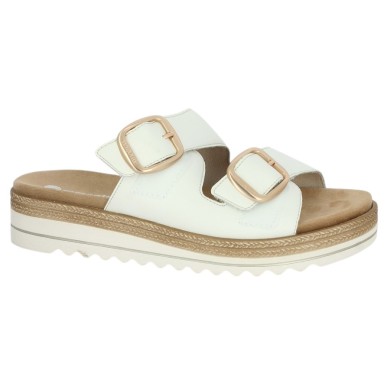 Mule blanche confortable réglable grande pointure femme Shoesissime, vue intérieure