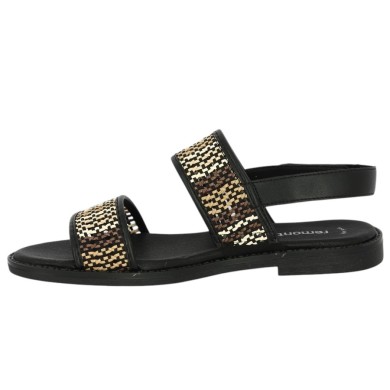 Sandale Remonte rafia marron et noir grande pointure femme Shoesissime, vue intérieure