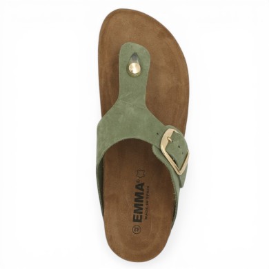 sandale entredoigts vert kaki boucle dorée grande taille femme Shoesissime, vue dessus