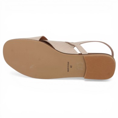 Alba - Sandale cuir plate rose pale - Sandales femme grande taille - Shoesissime