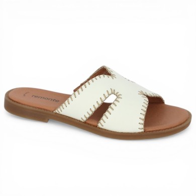 D3645-80 Mule blanche plate femme 42, 43, 44, 45 Shoesissime, vue profil