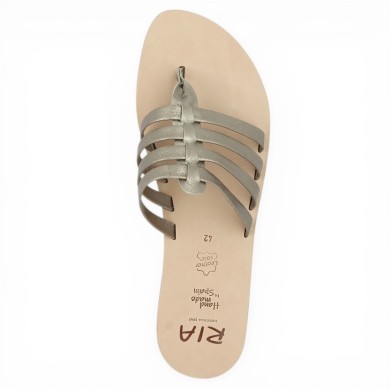 Sandale entredoigts cuir bronze 42, 43, 44, 45 femme Shoesissime, vue dessus