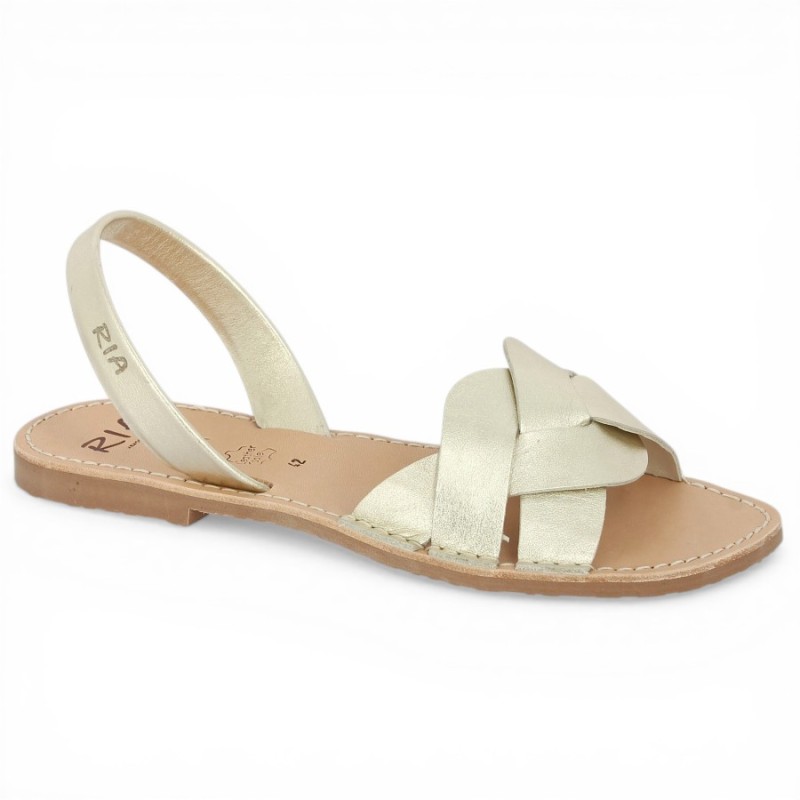 Amal - Minorquines gilded braided - Ria women's large size sandals - Shoesissime