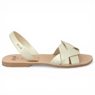 Amal - Minorquines gilded braided - Ria women's large size sandals - Shoesissime
