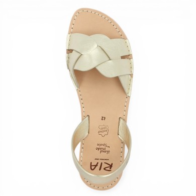 Amal - Minorquines gilded braided - Ria women's large size sandals - Shoesissime