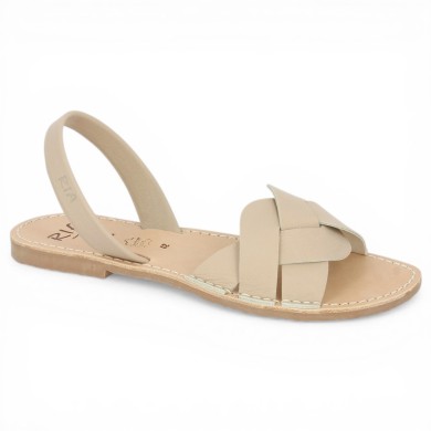 Ria Minorquines cuir beige femme 42, 43, 44, 45 Shoesissime, vue profil