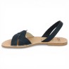 Amal - Navy blue leather braided sandal - Sandales plates 42, 43, 44, 45 - Shoesissime