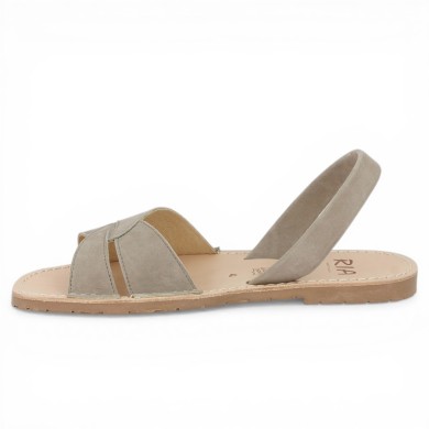 Eve - Barefoot Ria Menorca nubuck taupe - Sandal Ria grande taille - Shoesissime
