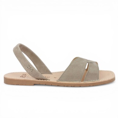 Eve - Barefoot Ria Menorca nubuck taupe - Sandal Ria grande taille - Shoesissime