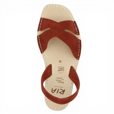 Eve - Sandals Ria Menorca nubuck brick - Barefoot Minorquine large size - Shoesissime