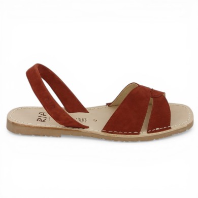 Eve - Sandals Ria Menorca nubuck brick - Barefoot Minorquine large size - Shoesissime