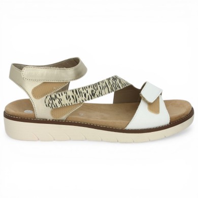 Sandale femme grande taille brides réglable blanche et dorée Shoesissime ,vue détails