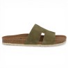 Mule vert kaki semelle anatomique grande taille femme Shoesissime, vue coté