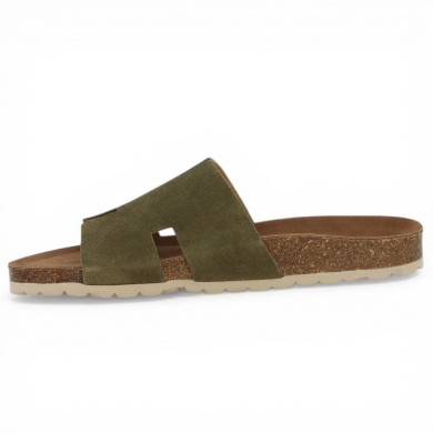 Nu-pieds femme cuir vert kaki 42, 43, 44, 45 Shoesissime, vue intérieure