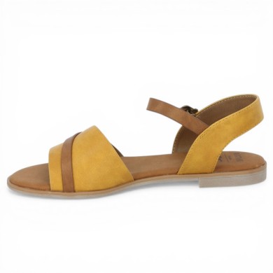 nu-pieds jaune cuir synthétique mustang femme 42, 43, 44, 45 Shoesissime, vue intérieure