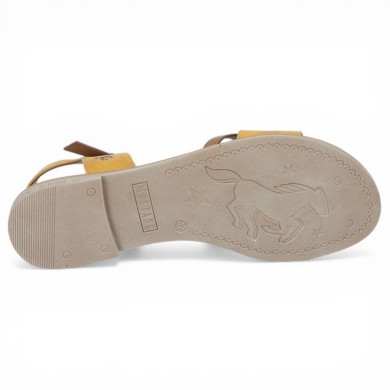Emy - Sandale jaune et camel grande pointure - Mustang femme grande taille - Shoesissime