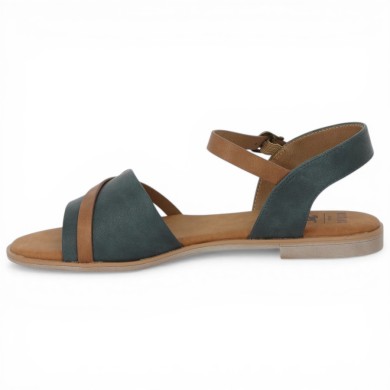Sandale bleue et camel Mustang femme grande pointure Shoesissime, vue dessus