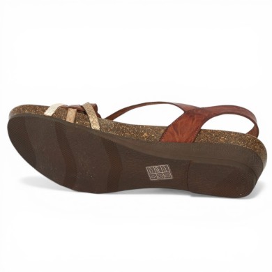 Erin - Sandale artisanale camel et dorée - Sandale Xapatan grande taille - Shoesissime